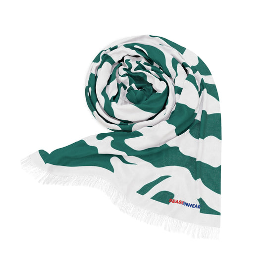 Green And White Abstract Pattern Light Scarf - Stylish & Versatile for Everyday Wear
