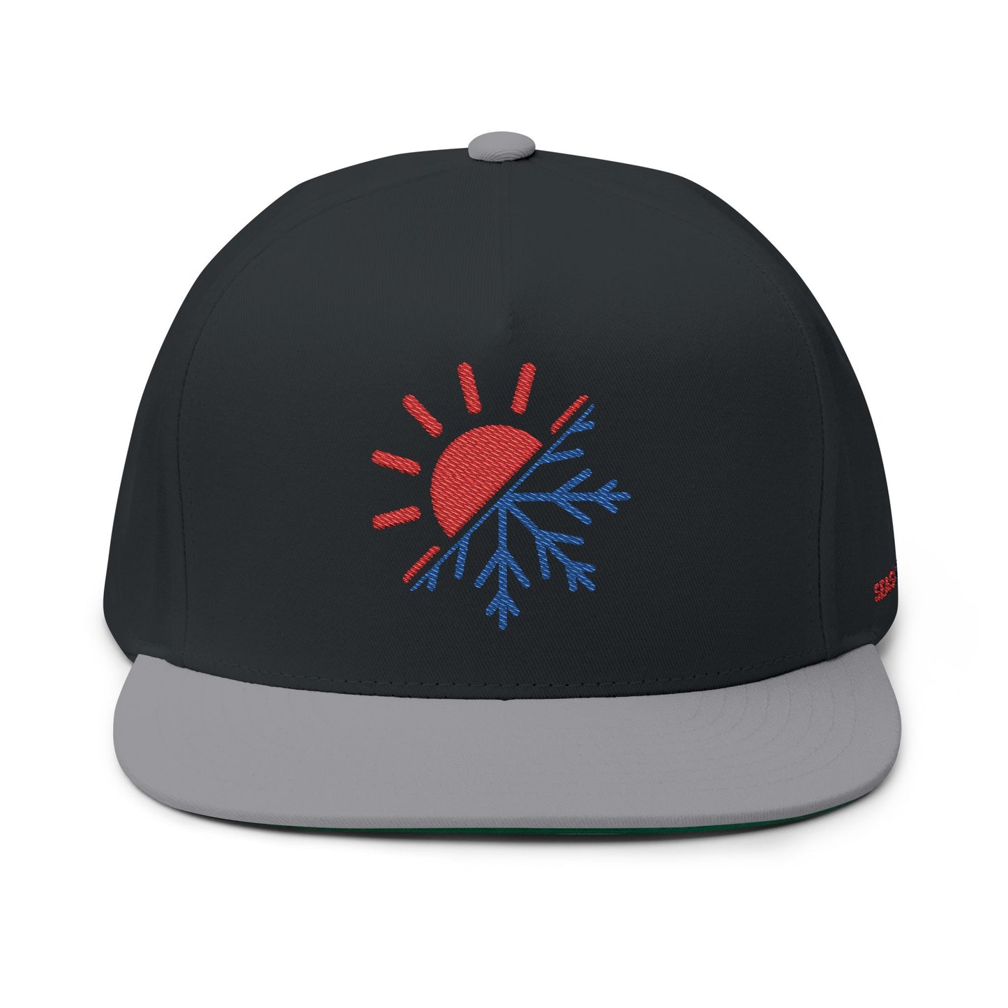 Seasonnear Embroidered Flat Bill Cap – Hot & Cold Season Logo Hat – Stylish Streetwear Snapback