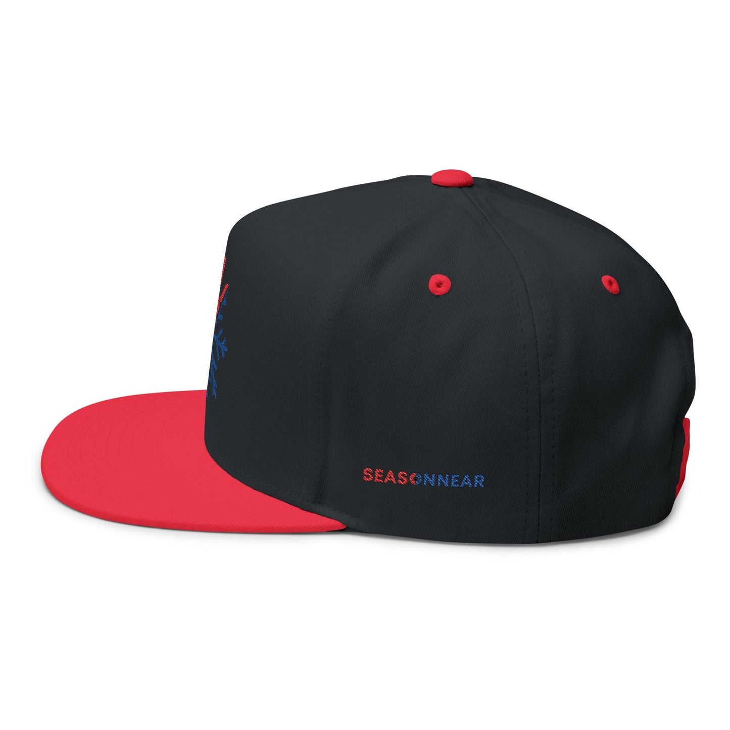Seasonnear Embroidered Flat Bill Cap – Hot & Cold Season Logo Hat – Stylish Streetwear Snapback