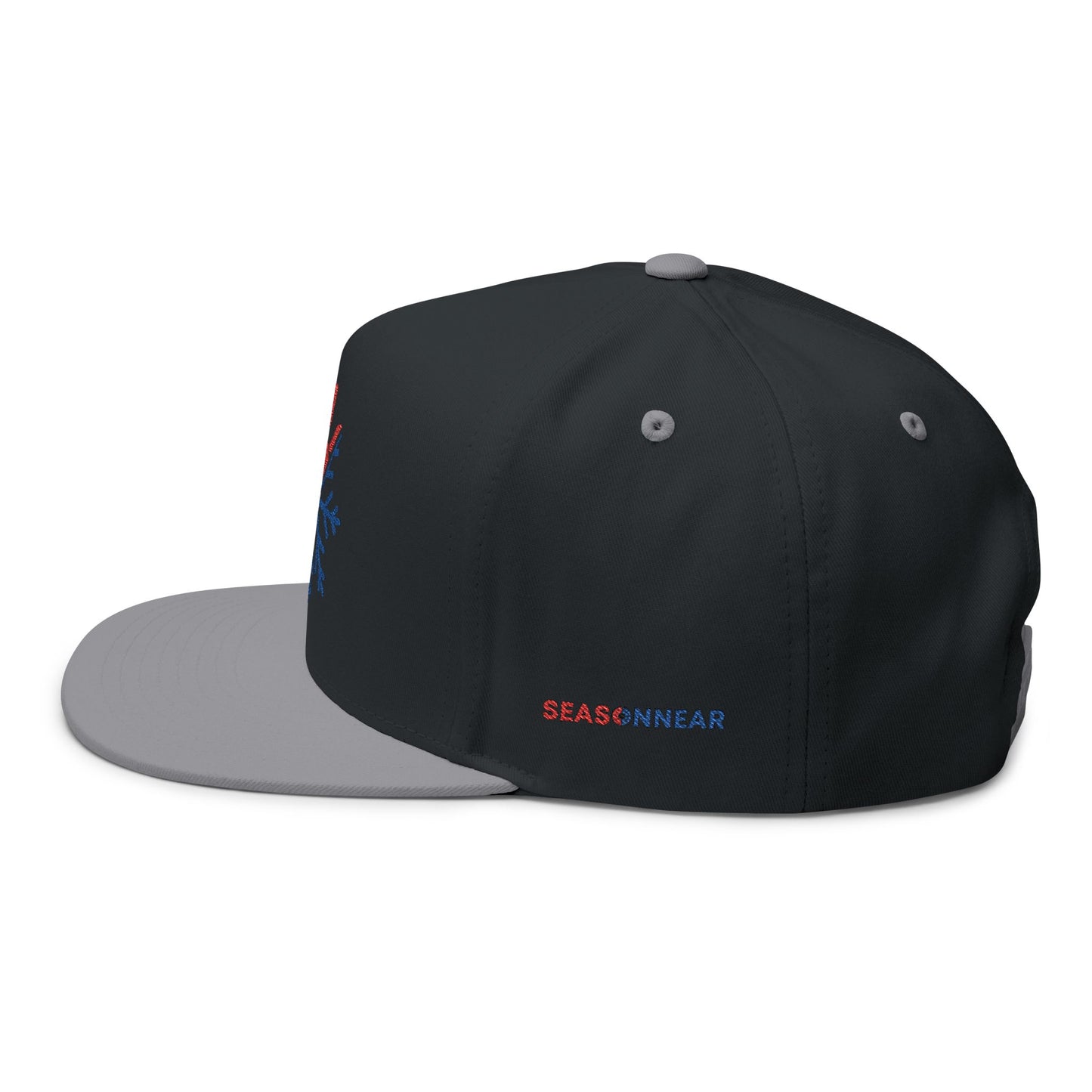 Seasonnear Embroidered Flat Bill Cap – Hot & Cold Season Logo Hat – Stylish Streetwear Snapback